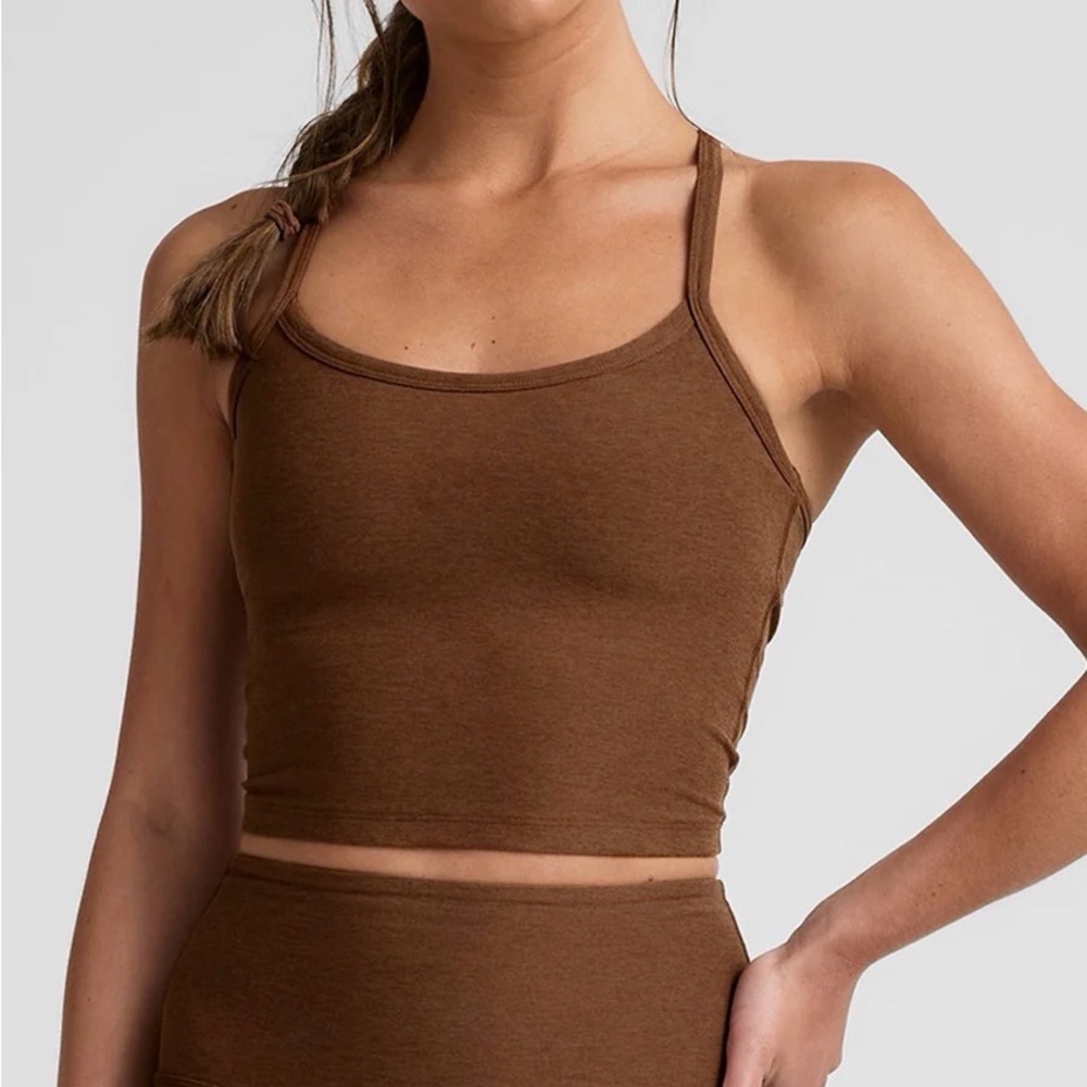 Beyond Yoga SpaceDye Slim Racerback Cropped Tank - Large - Bold Mocha
